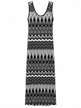 Mario Serrani Black & White Maxi Dress Medium
